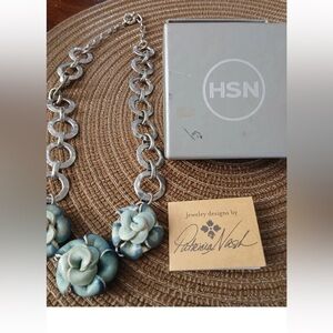 Patricia Nash Leather Flower Necklace in Original Box - HSN